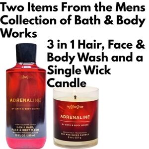 Bath & Body Works -Mens Collection - 2 Items - 1) 3 in 1 body wash and 2) candle
